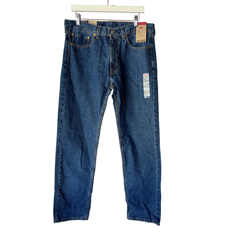 Levis‎ 505 Regular Fit Straight Leg Jeans Mens 33x32 Medium Wash Blue NWT